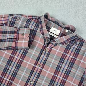 BRAX Brand Mens Large 41-42 Plaid Modern-Fit Long Sleeve Button Down Shirt